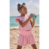 Pink Crystal Ruffle Short Set