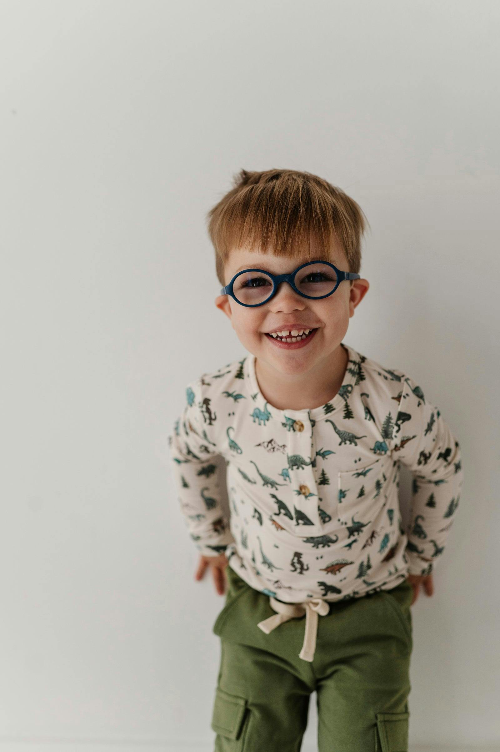 Boys Long Sleeve Henley Shirt in Chai