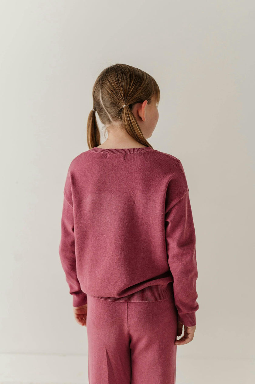 Girls Crew Neck Sweater in Winter Mauve