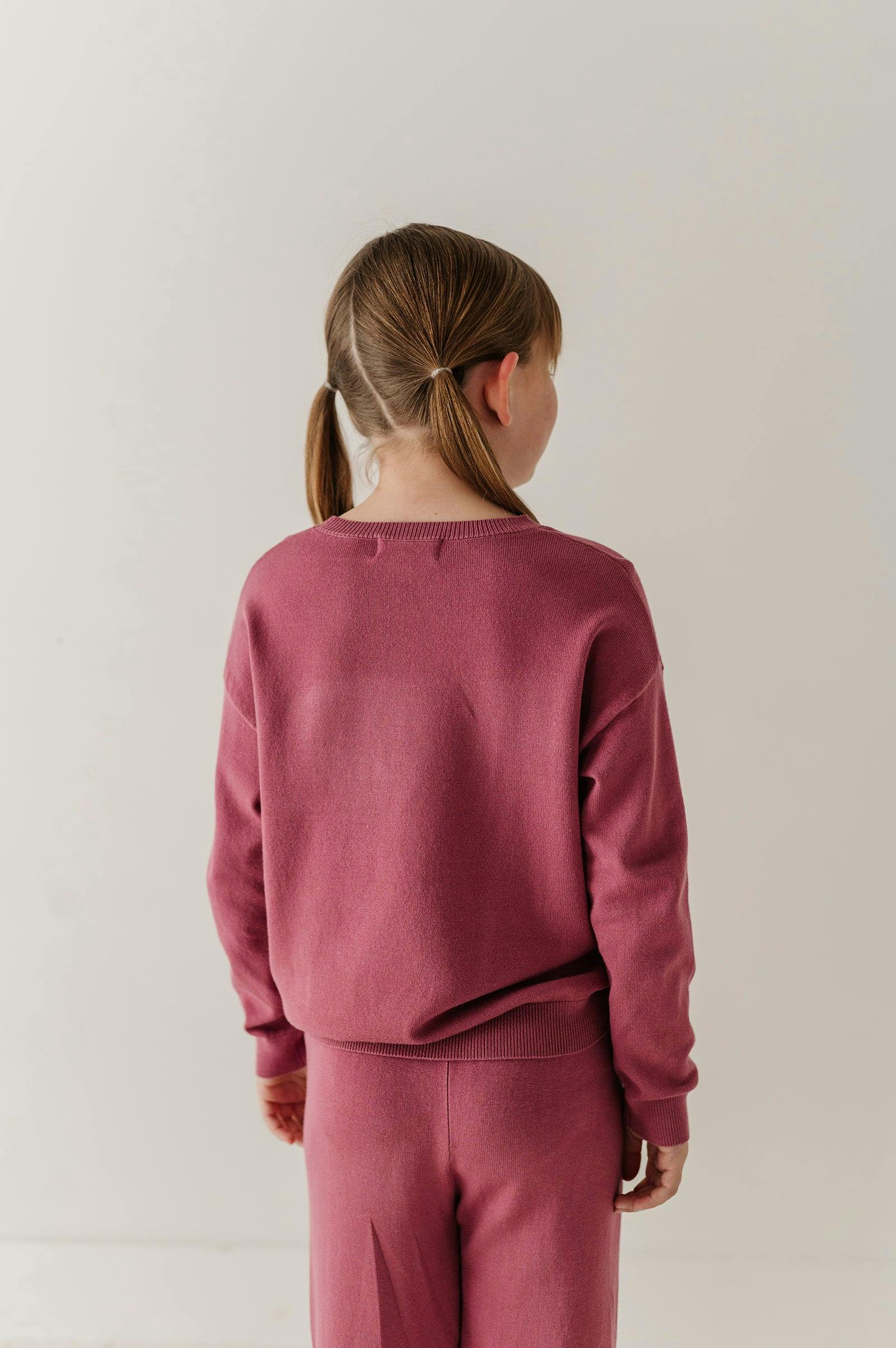 Girls Crew Neck Sweater in Winter Mauve