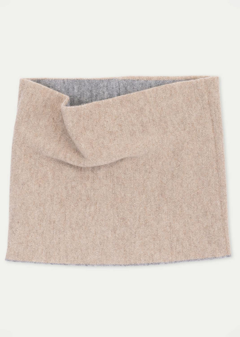 The Cashmere Beige Grey Reversible Snood