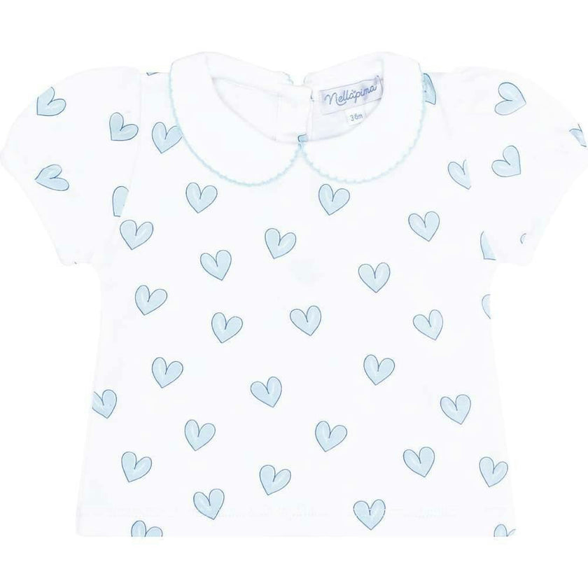 Blue Heart Print Diaper Cover Set