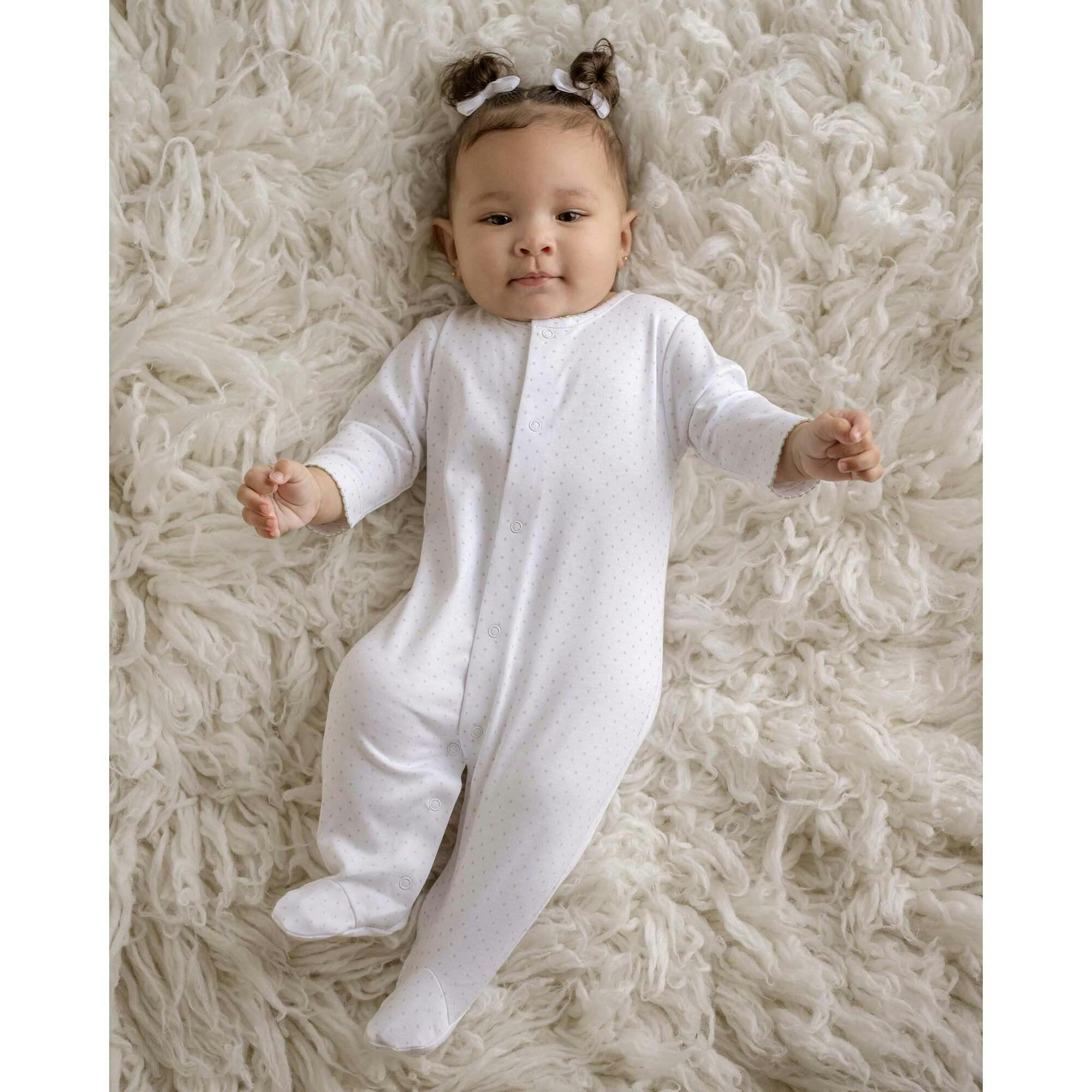 Sage Polka Dot Pima Footie