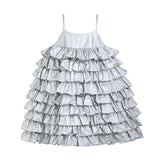 Silver Valeriane Tiered Ruffle Dress