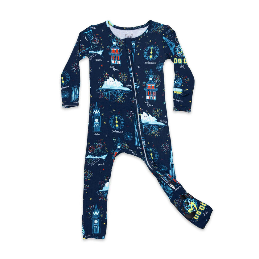 New Year's Worldwide Countdown Bamboo Convertible Footie