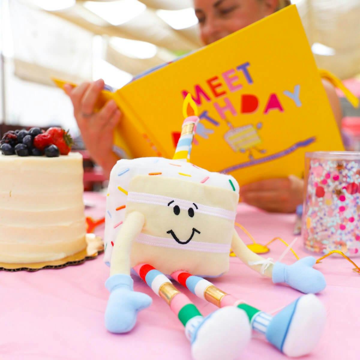 Packed Party Meet Birthday Children's Book with Birthday Plush Toy and Keepsake Gift Box - 32-Page Hardcover Birthday Story with Memento Pockets