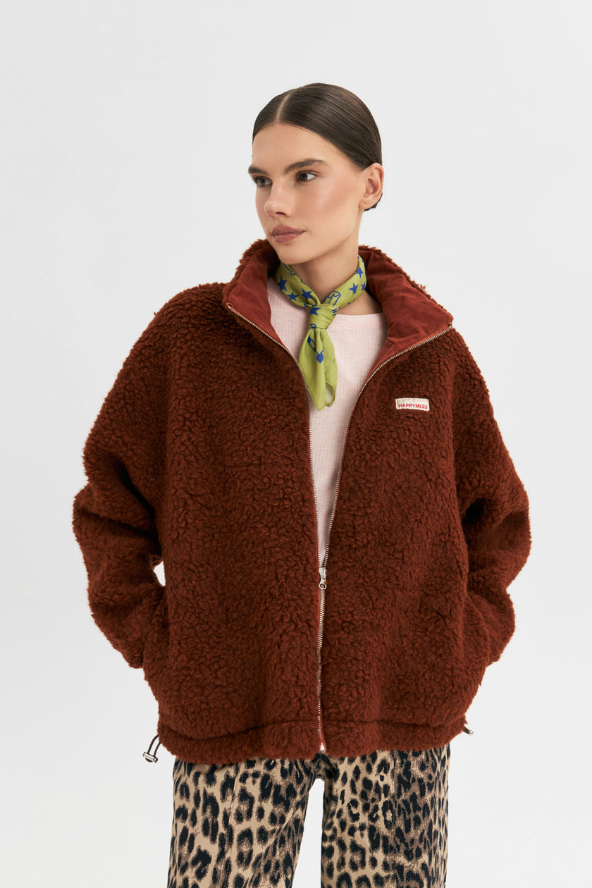 merino wool bomber jacket  - clay