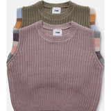 Chunky Ribbed Knit Crew Neck Sleeveless Wide Boxy Fit Tank Top