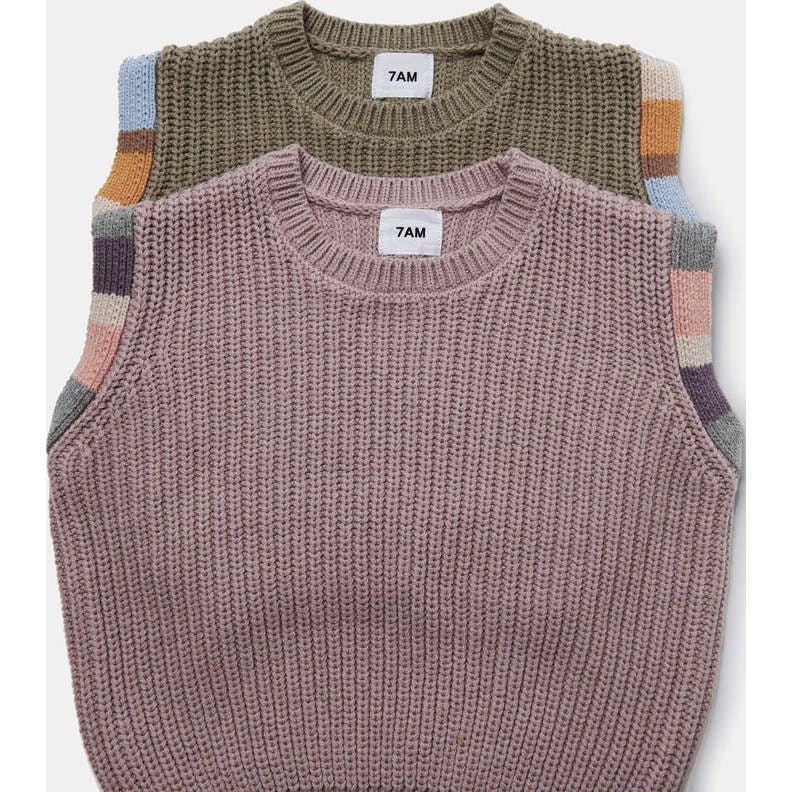 Chunky Ribbed Knit Crew Neck Sleeveless Wide Boxy Fit Tank Top