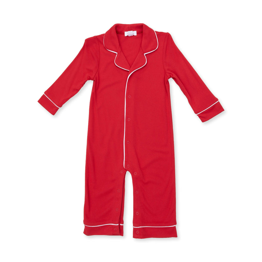 Ribbon Red - Knit Flame Resistant Long Sleeve Coat Style Romper