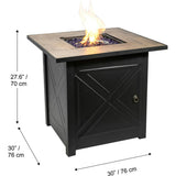 Outdoor Square 30" Propane Ceramic Gas Fire Pit With Steel Base