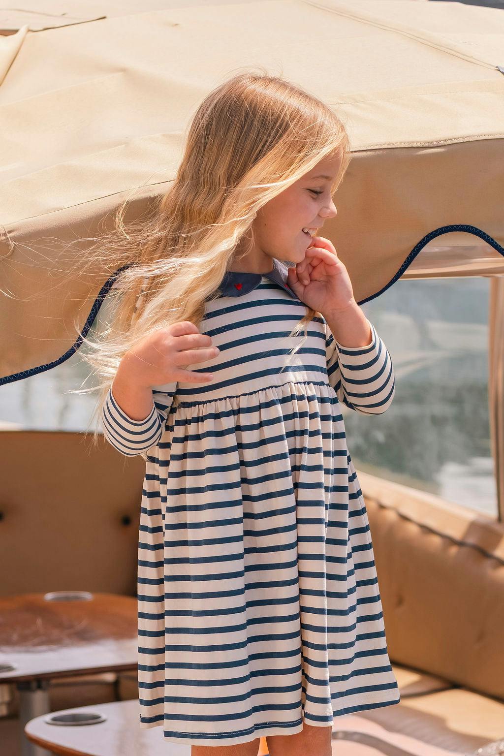 Marina Dress in Navy Stripe
