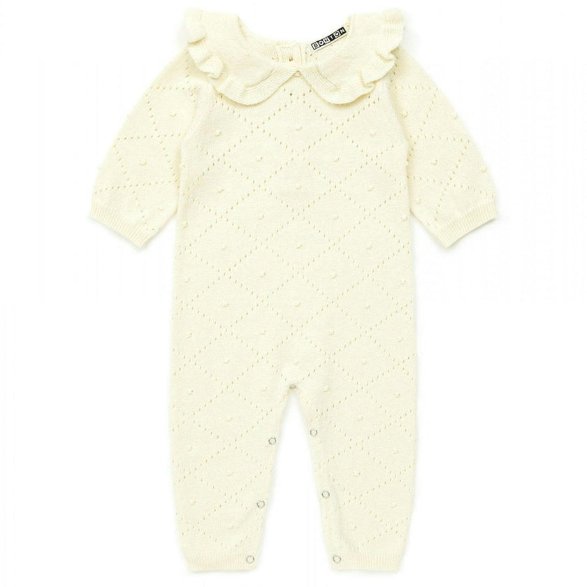 BONTON Ruffle Collar Knit Jumpsuit