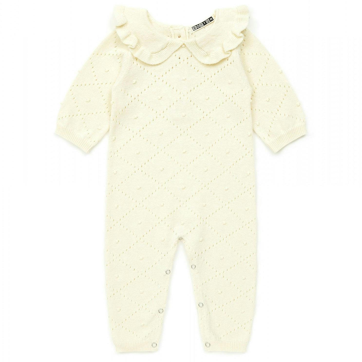 BONTON Ruffle Collar Knit Jumpsuit