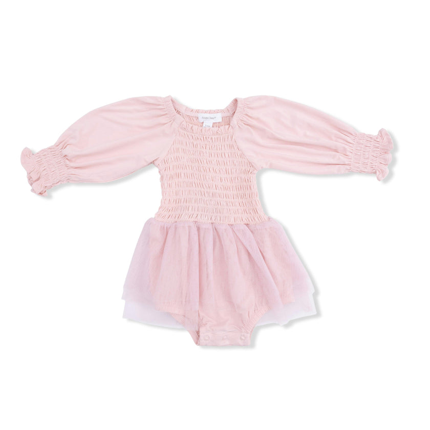 Solid Lotus - Long Sleeve Smocked Bubble with Tutu