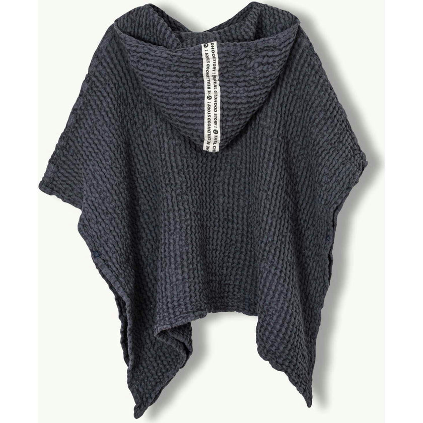 children's linen waffle poncho - blueberry