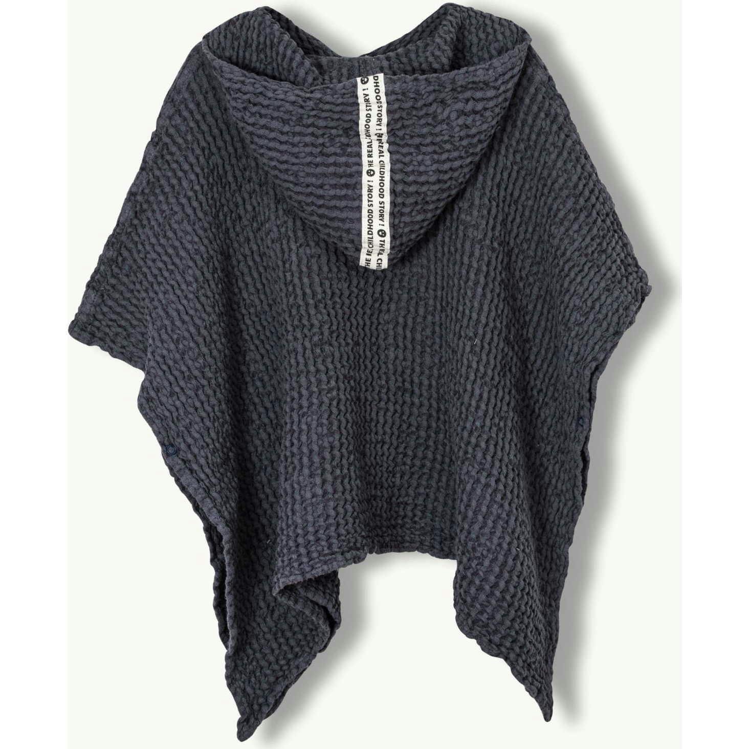 children's linen waffle poncho - blueberry