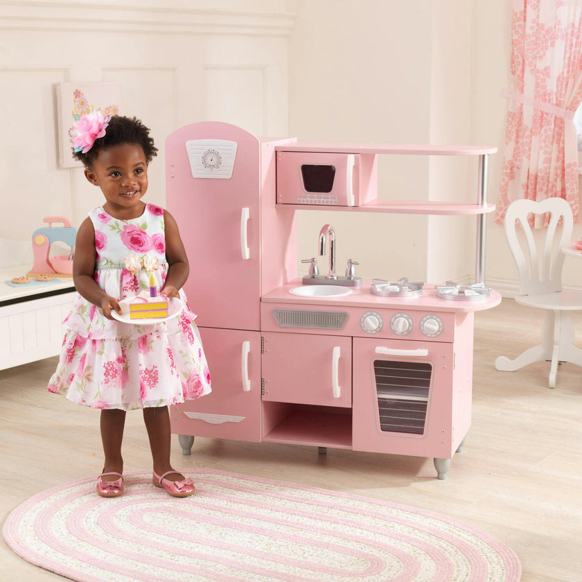 Vintage Wooden Play Kitchen with Working Knobs
