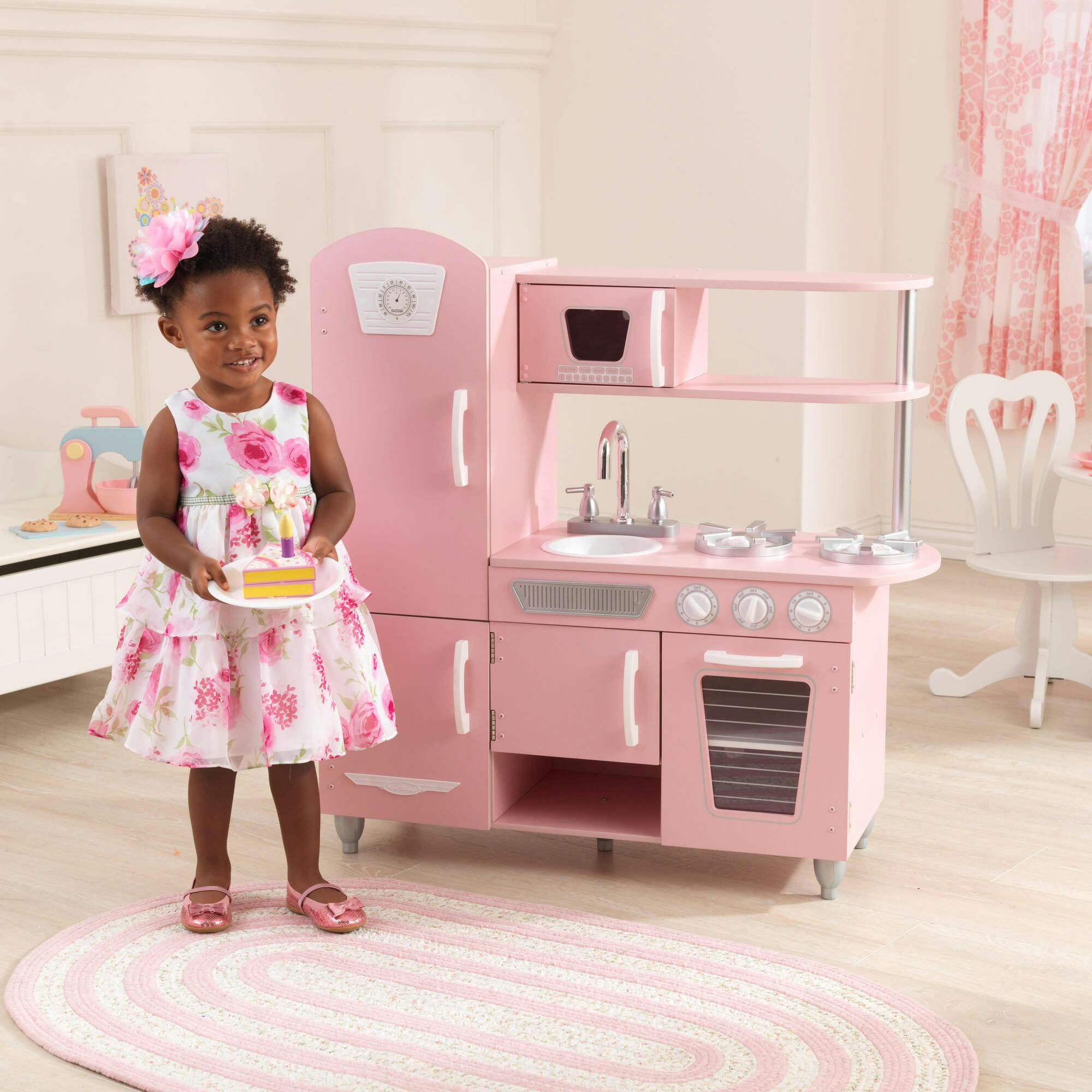 Vintage Wooden Play Kitchen with Working Knobs