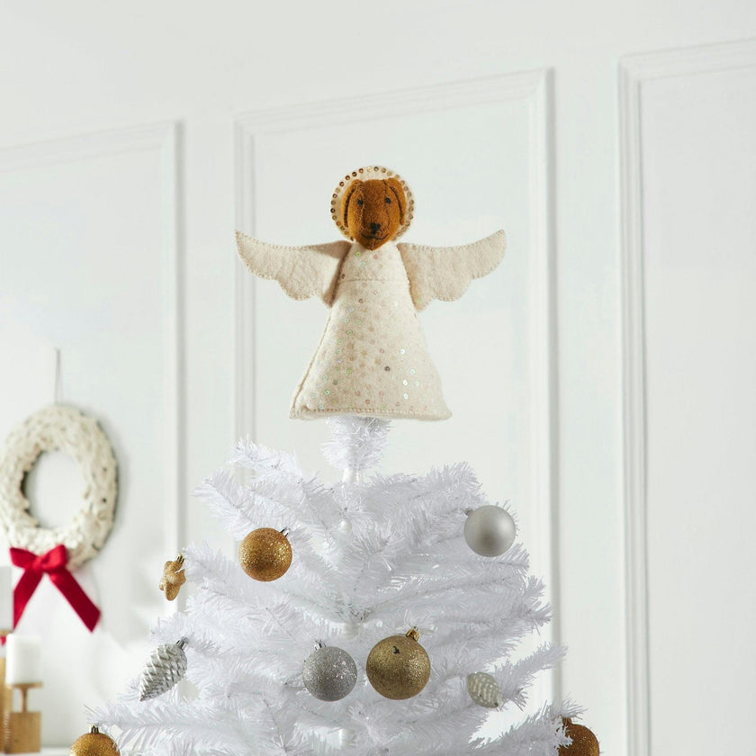 Brown Dog Angel Handmade Felt Christmas Tree Topper