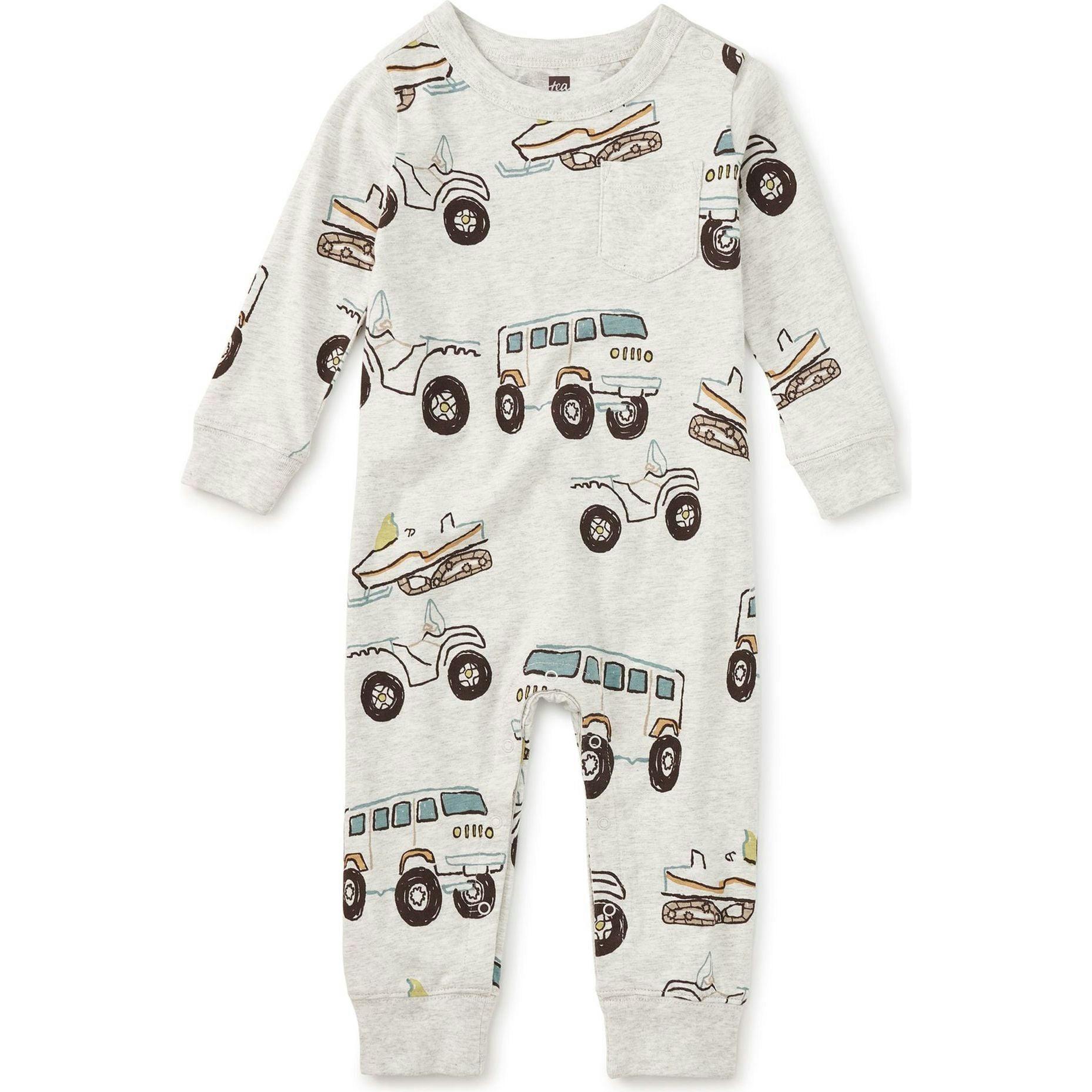 Long Sleeve Pocket Baby Romper, White