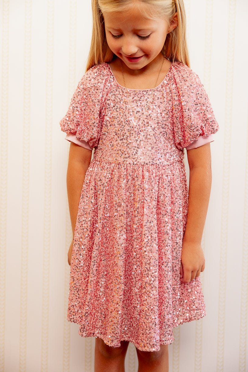 Mini Marisol Dress in Pink Sequin