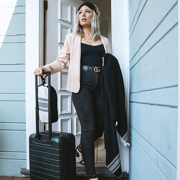Reversible Stripe Blanket Travel Set