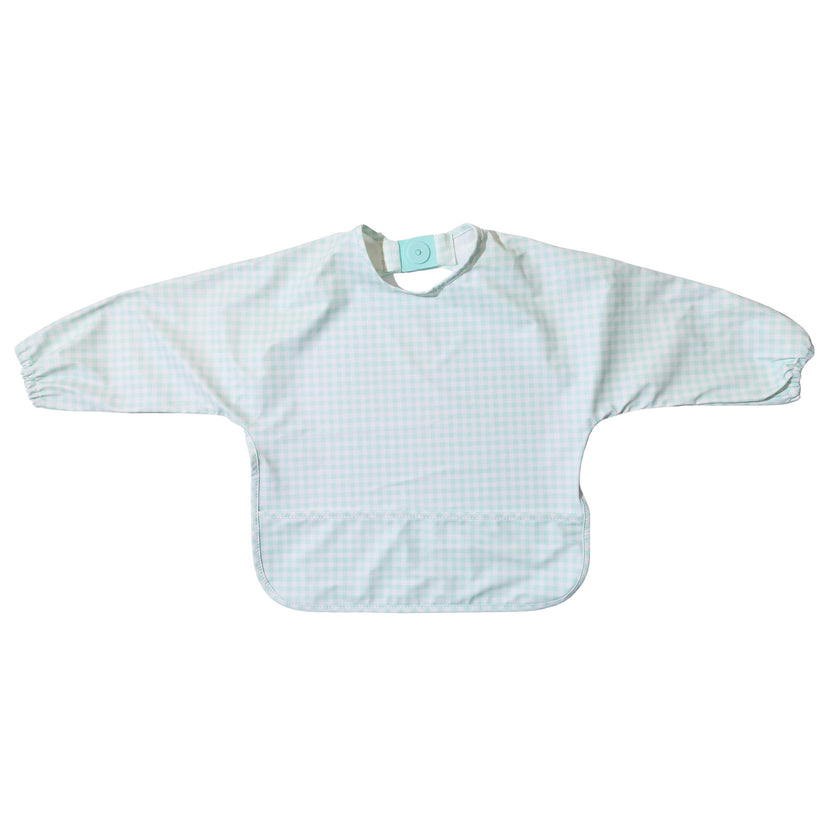 Magnetic Long Sleeve Bib - Mint Check