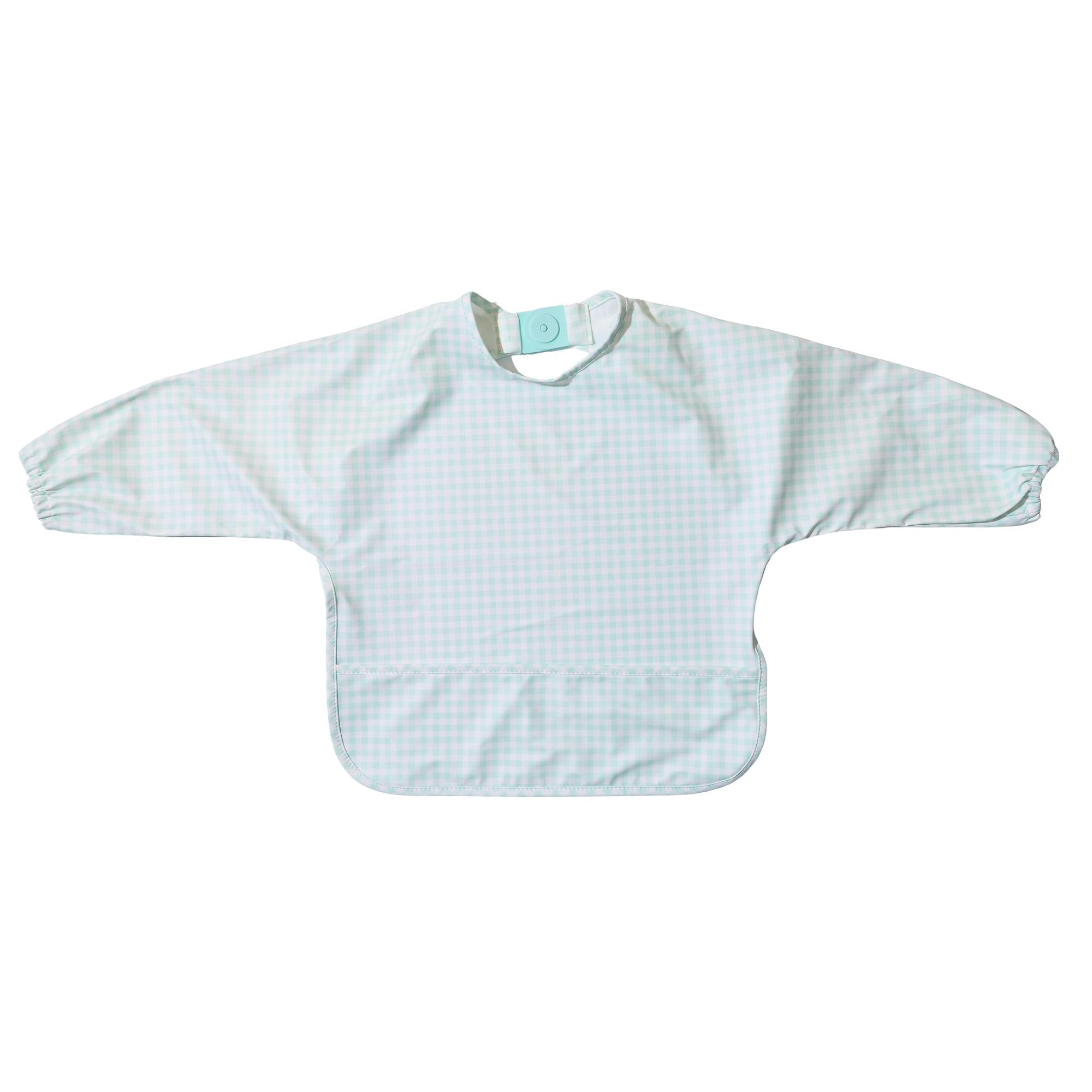 Magnetic Long Sleeve Bib - Mint Check