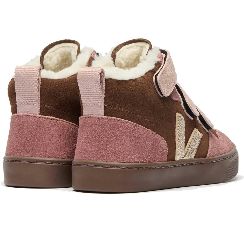 VEJA V-10 Winter Fleece Suede Sneakers - Walnut Bark