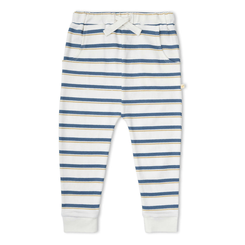 Organic Tee & Pants Set - Navy Stripe