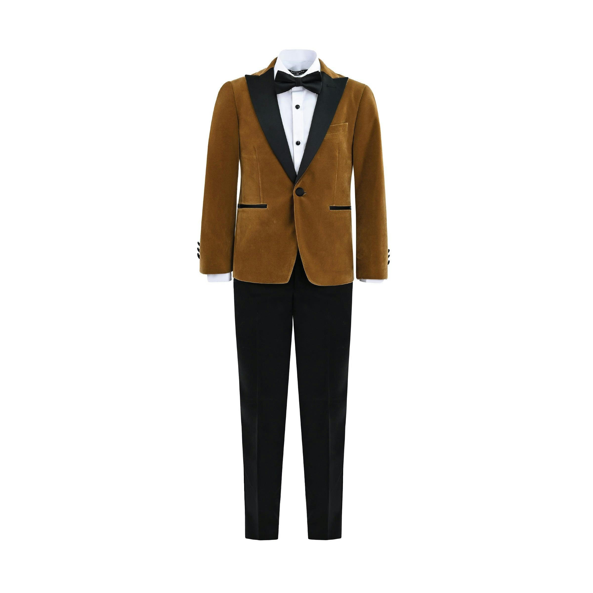 Brown Velvet Suit with Black Accents