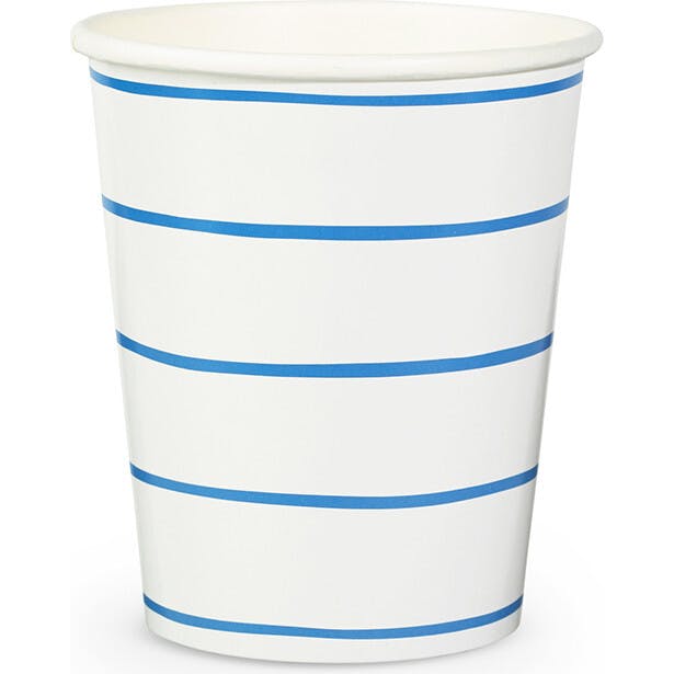 Cobalt Frenchie Striped 9 oz Cups