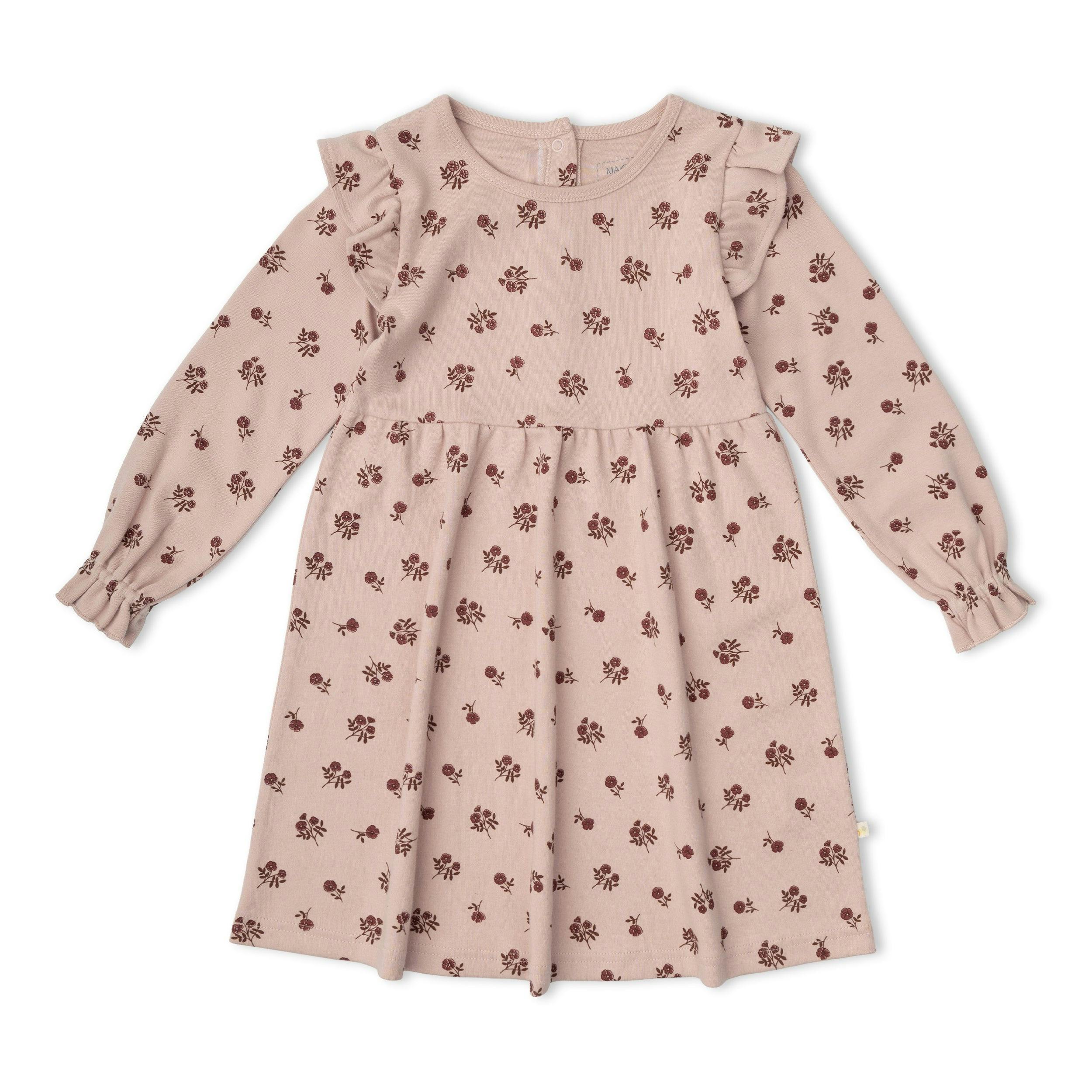 Organic Ruffle Sleeve Dress - Rosebud
