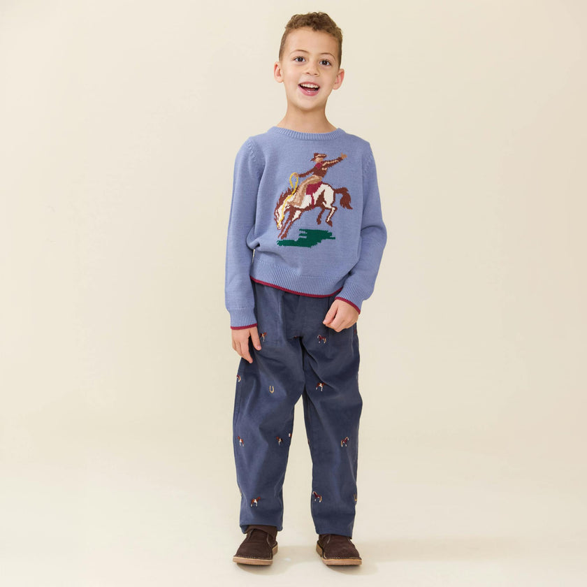 Boys Jackson Pant - Navy Horse Embroidery