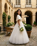 White Hermione Embroidered Cape Dress