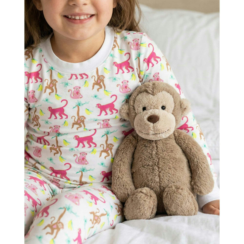 The Organic Long Sleeve Pajama Set [Monkeying Around Pink]