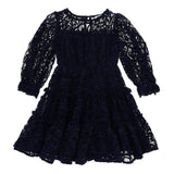 Navy Flared Lace Dress
