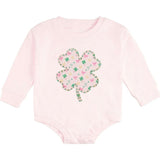 Ditsy Shamrock Patch St. Patrick's Day Long Sleeve Romper