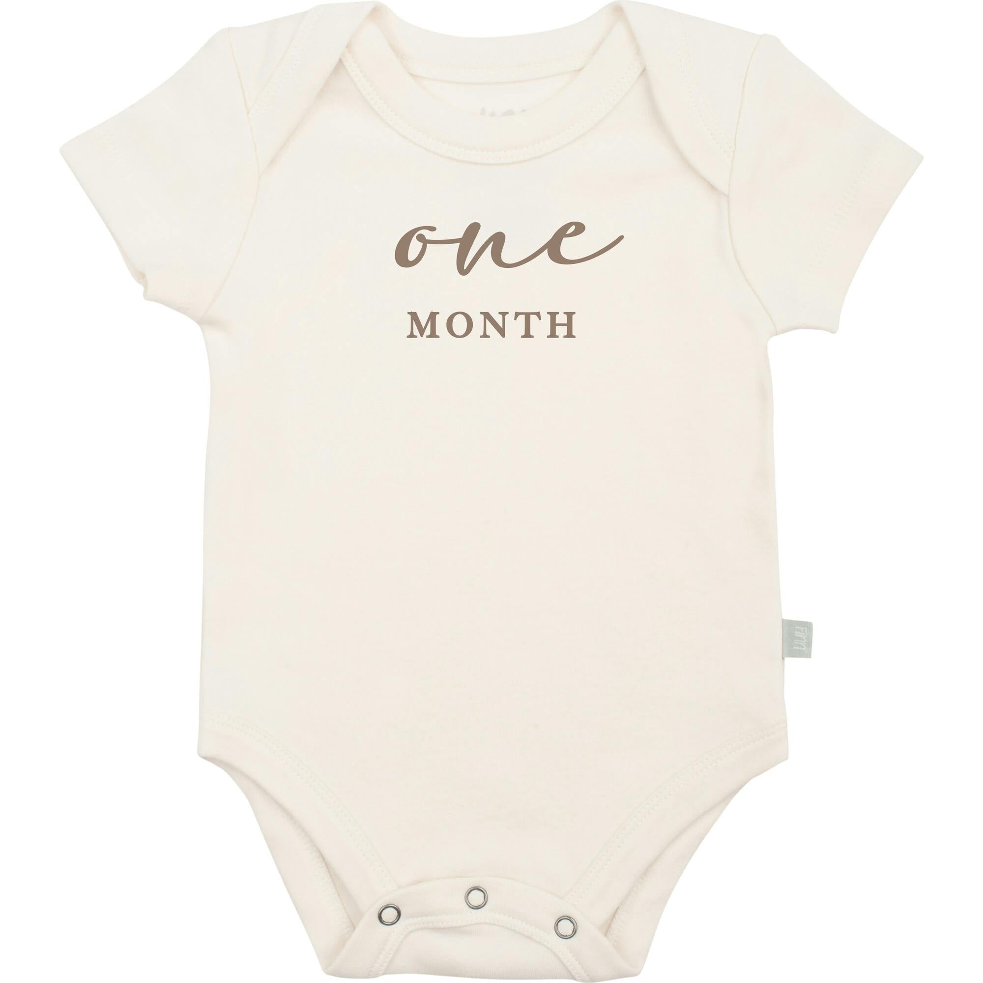graphic bodysuit | one month milestone taupe