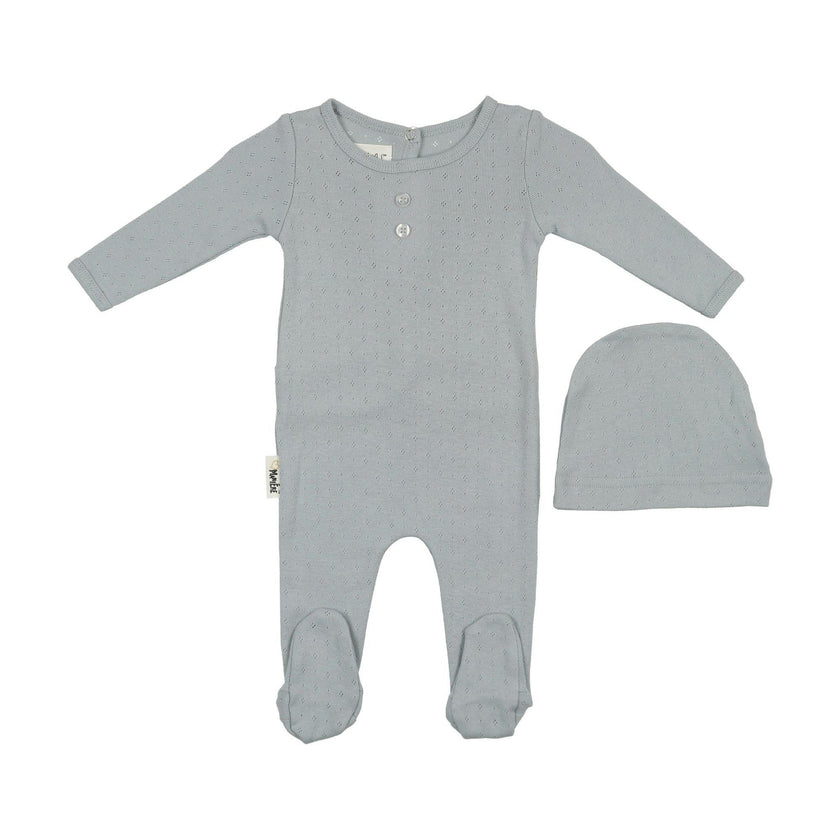 Simple Pointelle Footie and Beanie Set