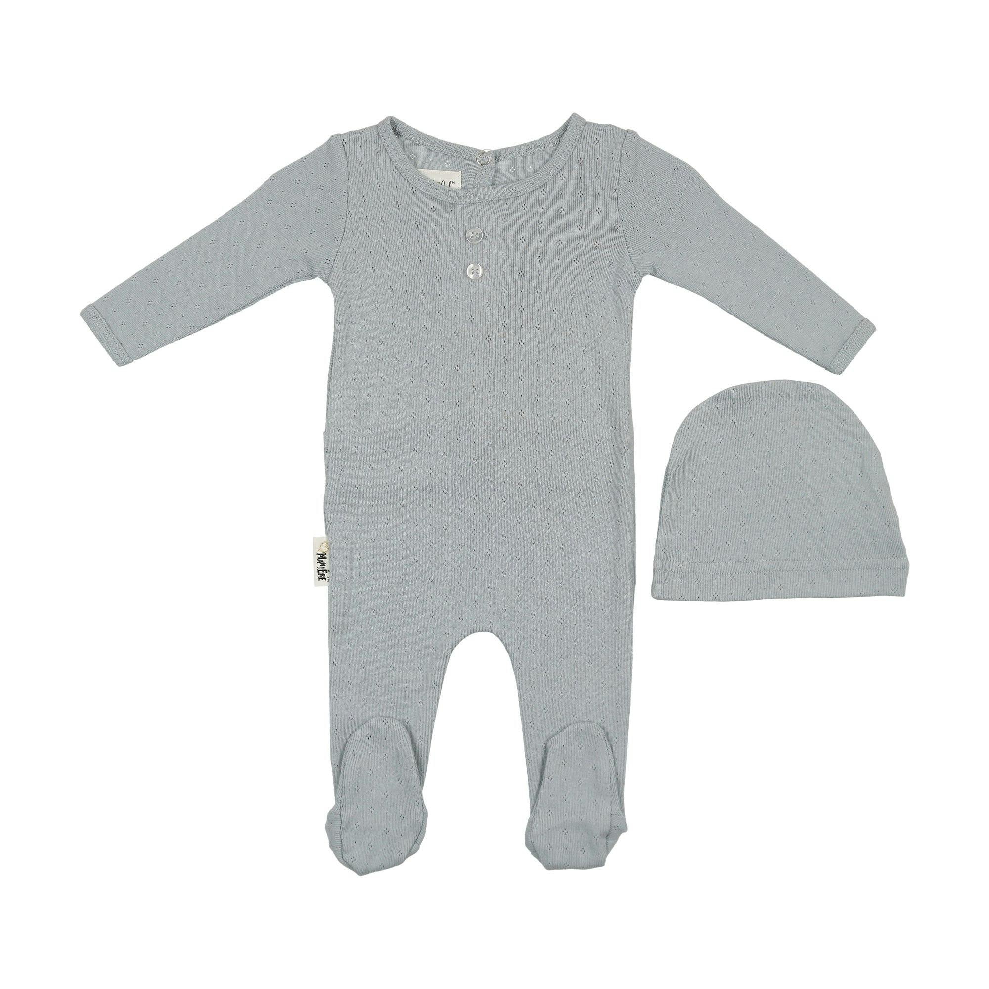Simple Pointelle Footie and Beanie Set