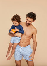 Sky Blue Geo Boys' Swim Shorts