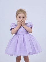Purple Brixton Puff-Sleeve Party Dress