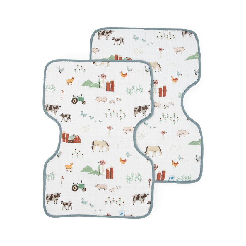 Cotton Muslin Burp Cloth 2 Pack - Farmyard