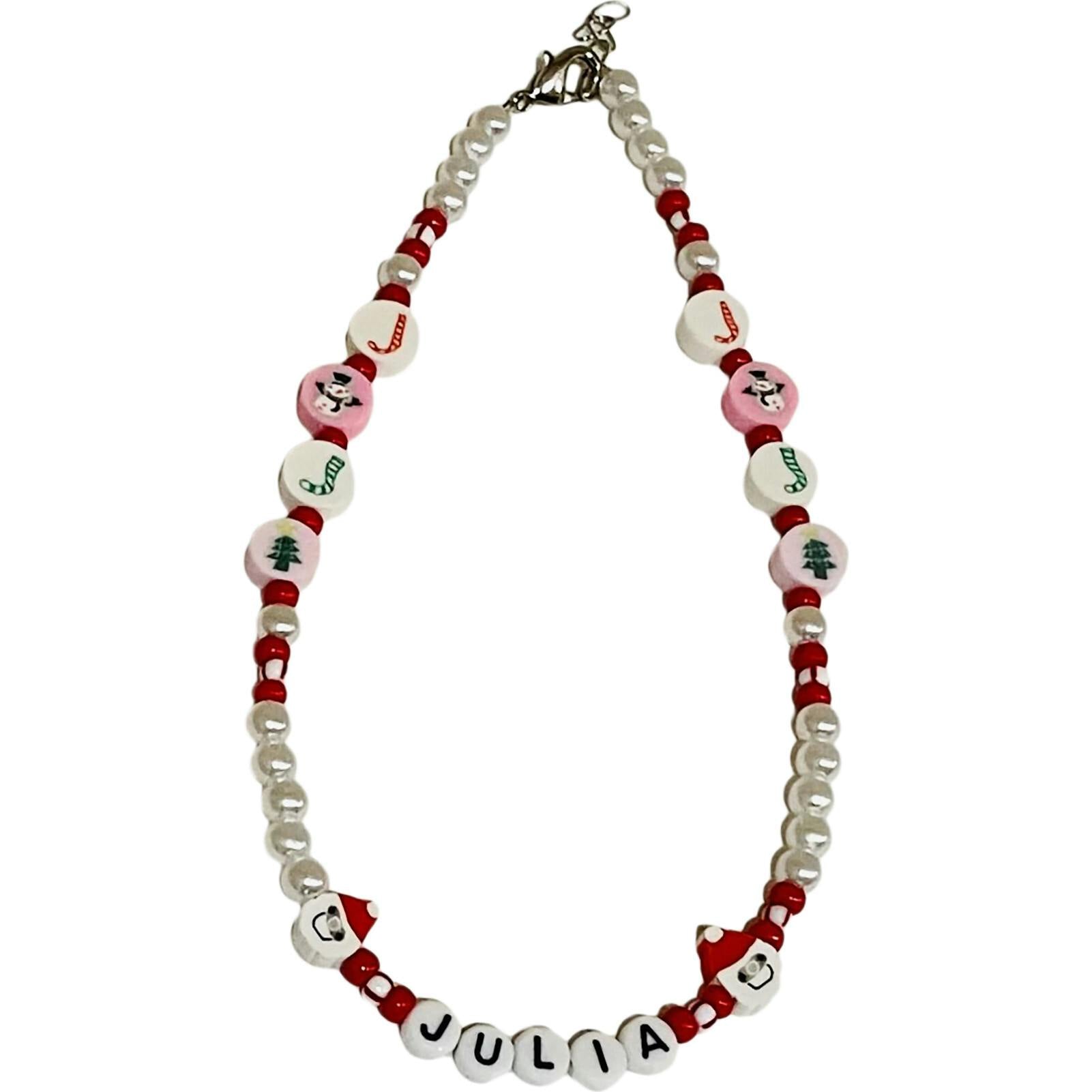 Christmas Monogram Pearl Necklace