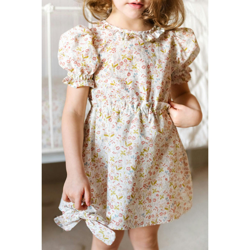 Ruffle Puff Sleeve Dress, White