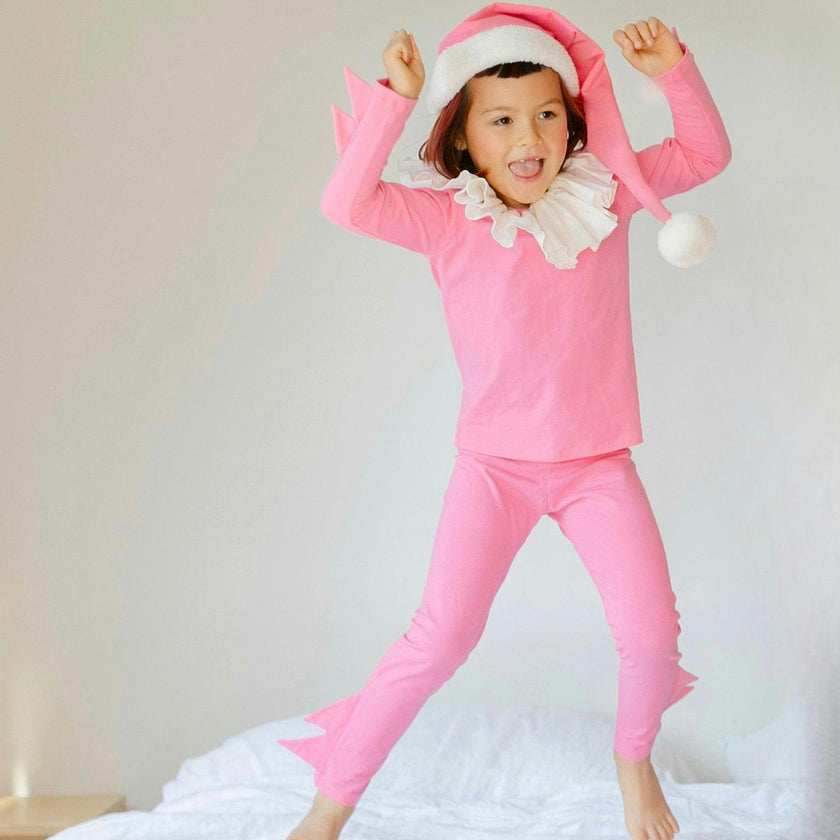 Pink Holiday Elf Pajama Costume