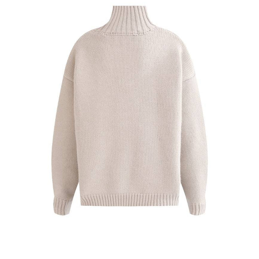 Beige Button-Up Ribbed Sweater