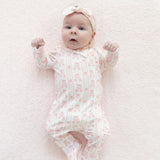 Ballet Shoes Ribbon Stripe - Kimono Ruffle Snap Footie